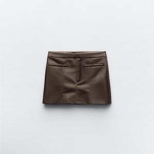 Zaraa brown faux leather mini skirt